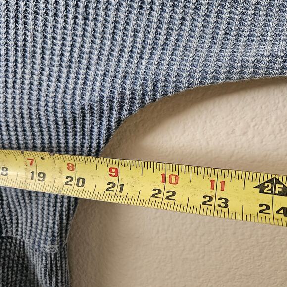 Free People One Jolene Blue Thermal Waffle Knit Tiered Long Sleeve Mini Dress M - Picture 6 of 7